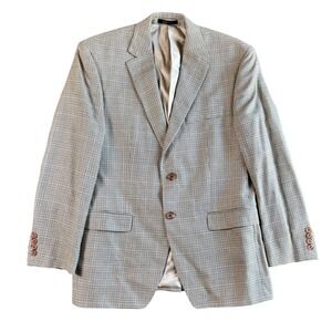 LRL Mens 40S Grey Plaid Check Two Button Blazer Sport Coat Single Vent